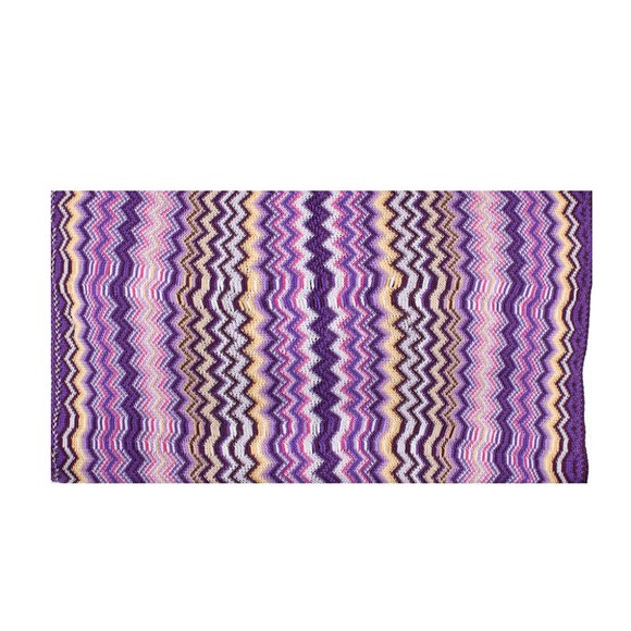 Missoni Women's Cotton Zig-Zag Scarf Shawl Sarong Wrap Purple Beige - Picture 1 of 4